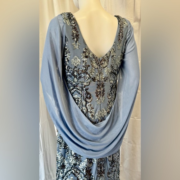 R&M RICHARDS Drape Back Sequin Embellished Gown - Picture 4 of 16